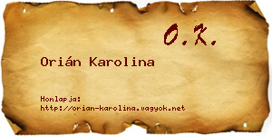 Orián Karolina névjegykártya